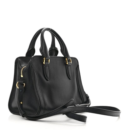 Alexander McQueen Pebbled Calfskin Mini Skull Padlock Zip Around Tote Navy 3 of 10