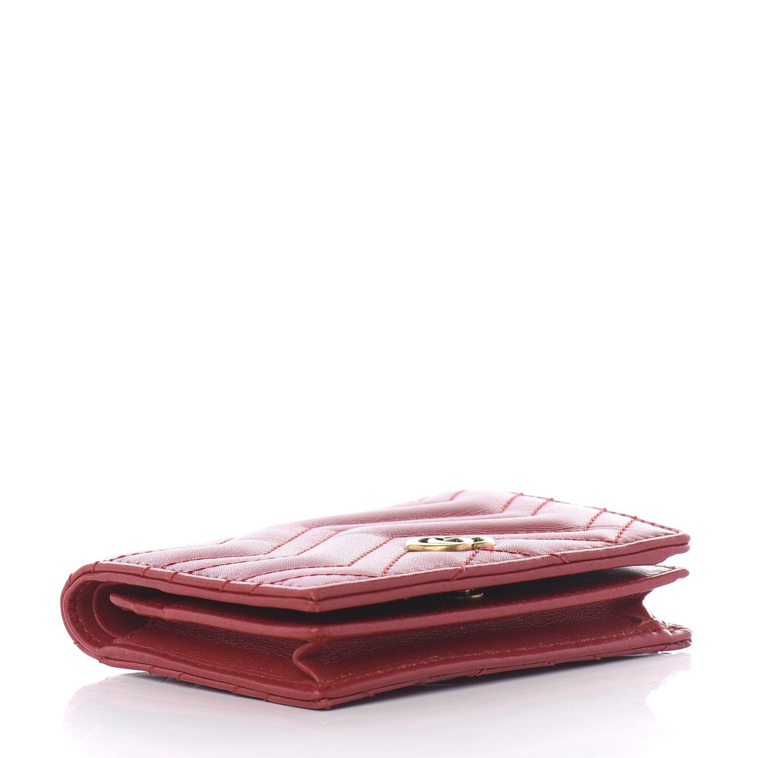 Gucci Calfskin Matelasse GG Marmont Card Case Hibiscus Red 3 of 7