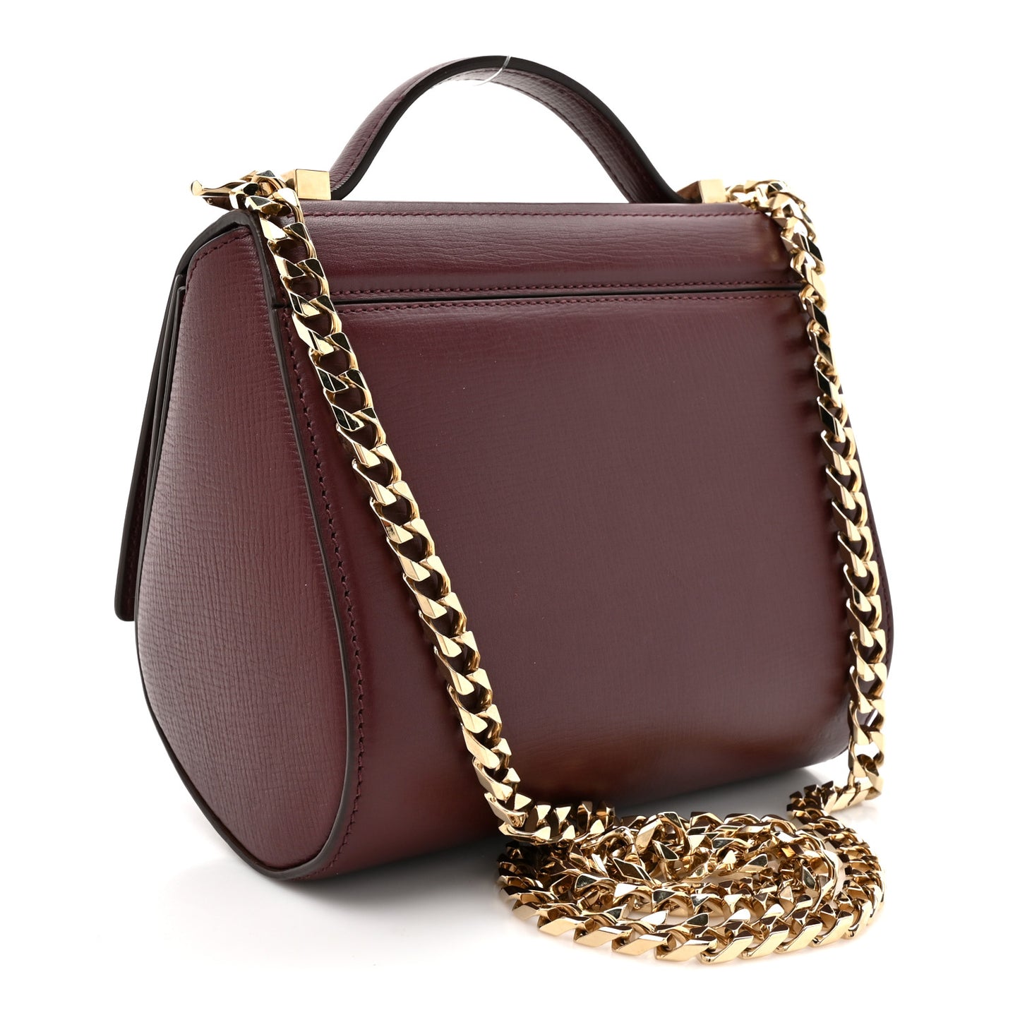 Textured Calfskin Mini Pandora Box Chain Crossbody Bag Oxblood