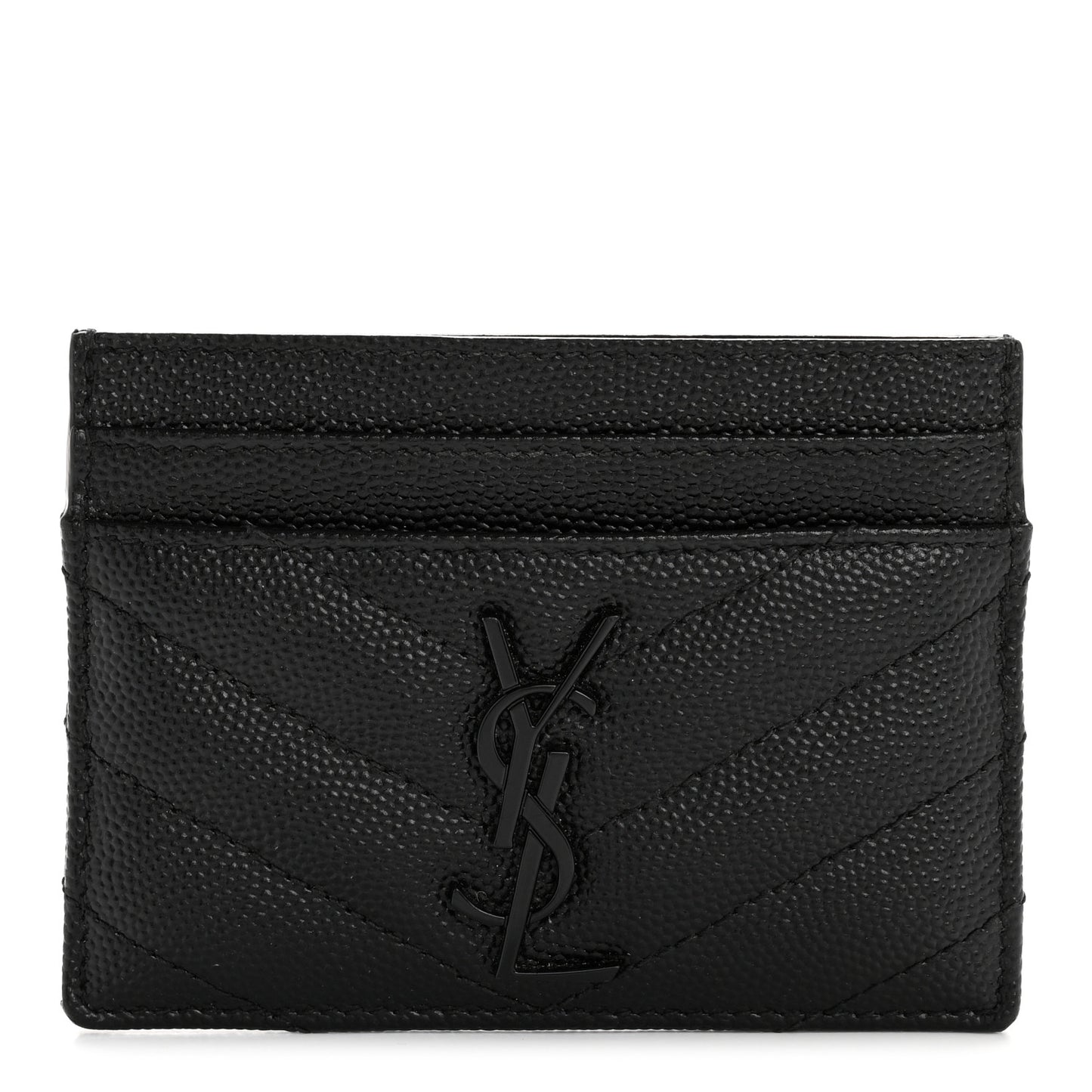 Grain De Poudre Matelasse Chevron Monochrome Monogram Credit Card Case Black
