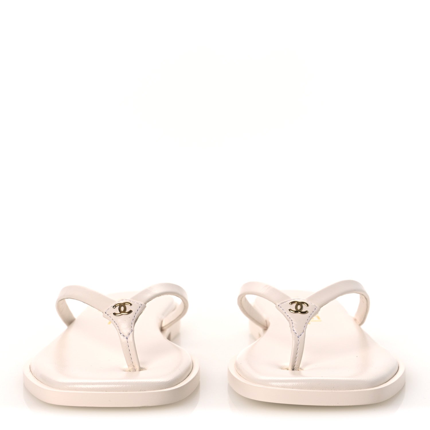 Chanel Goatskin CC Times Square Thong Sandals 35 White 3 of 11