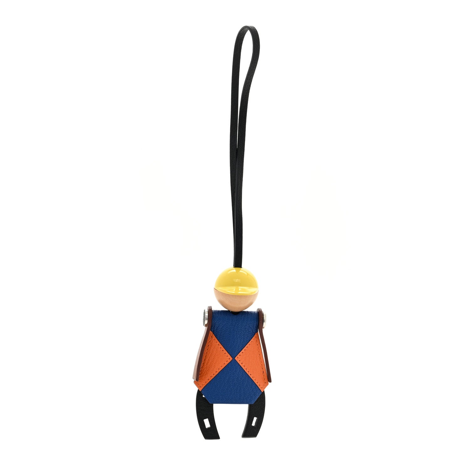 Hermes Chevre Mysore Barenia Jockey Bag Charm Black Bleu France Orange Fauve 1 of 3