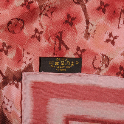 Louis Vuitton Silk Monogram Ikat Summer Square Scarf Rose Velours 4 of 5