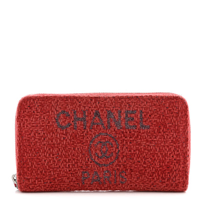 Chanel Lurex Boucle Deauville Medium Zip Around Wallet Red 1 of 10