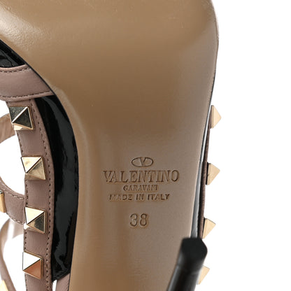 Valentino Garavani Patent Nappa Rockstud Ankle Strap 100mm Pumps 38 Black Poudre 6 of 7