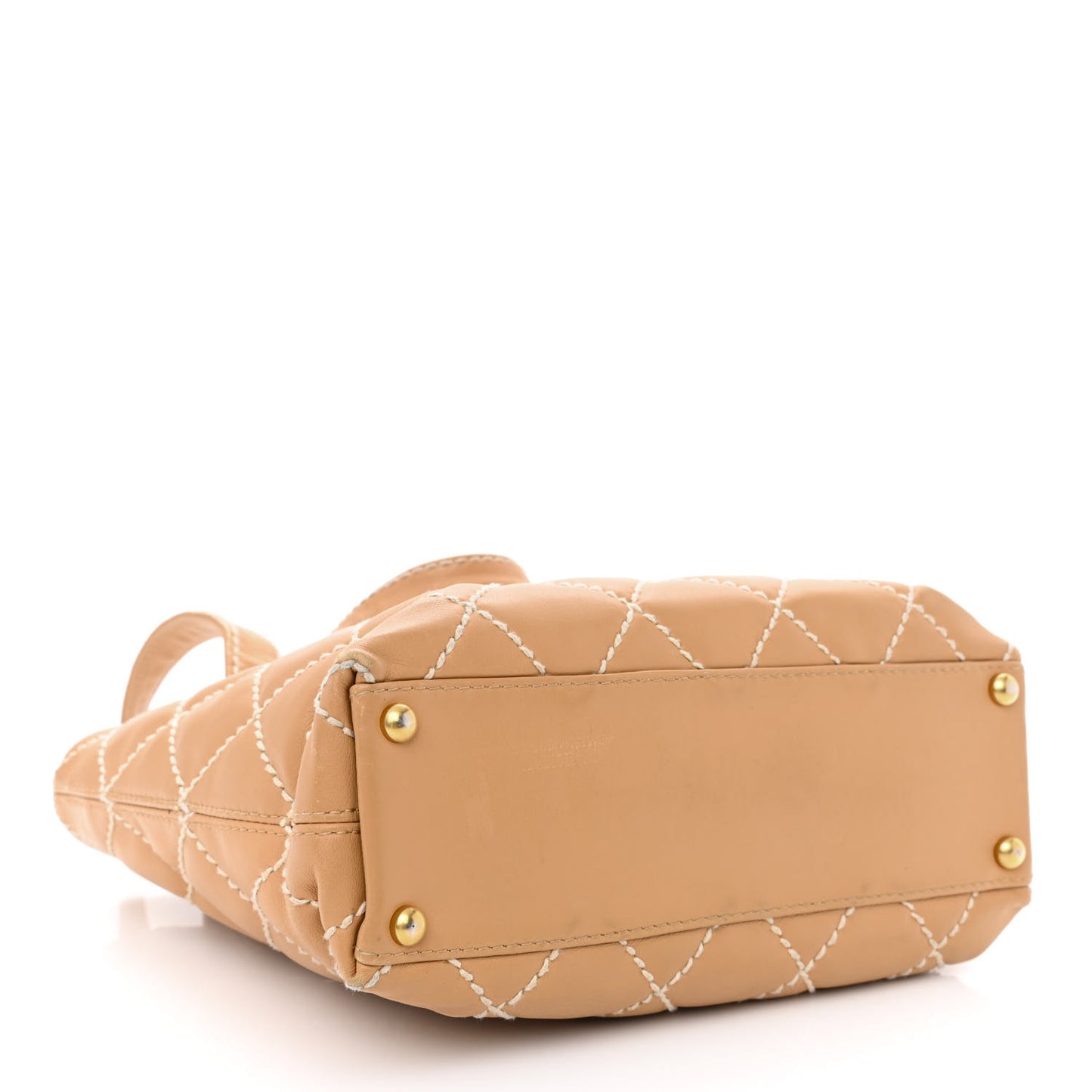 Calfskin Quilted Surpique Stitch Small Tote Beige