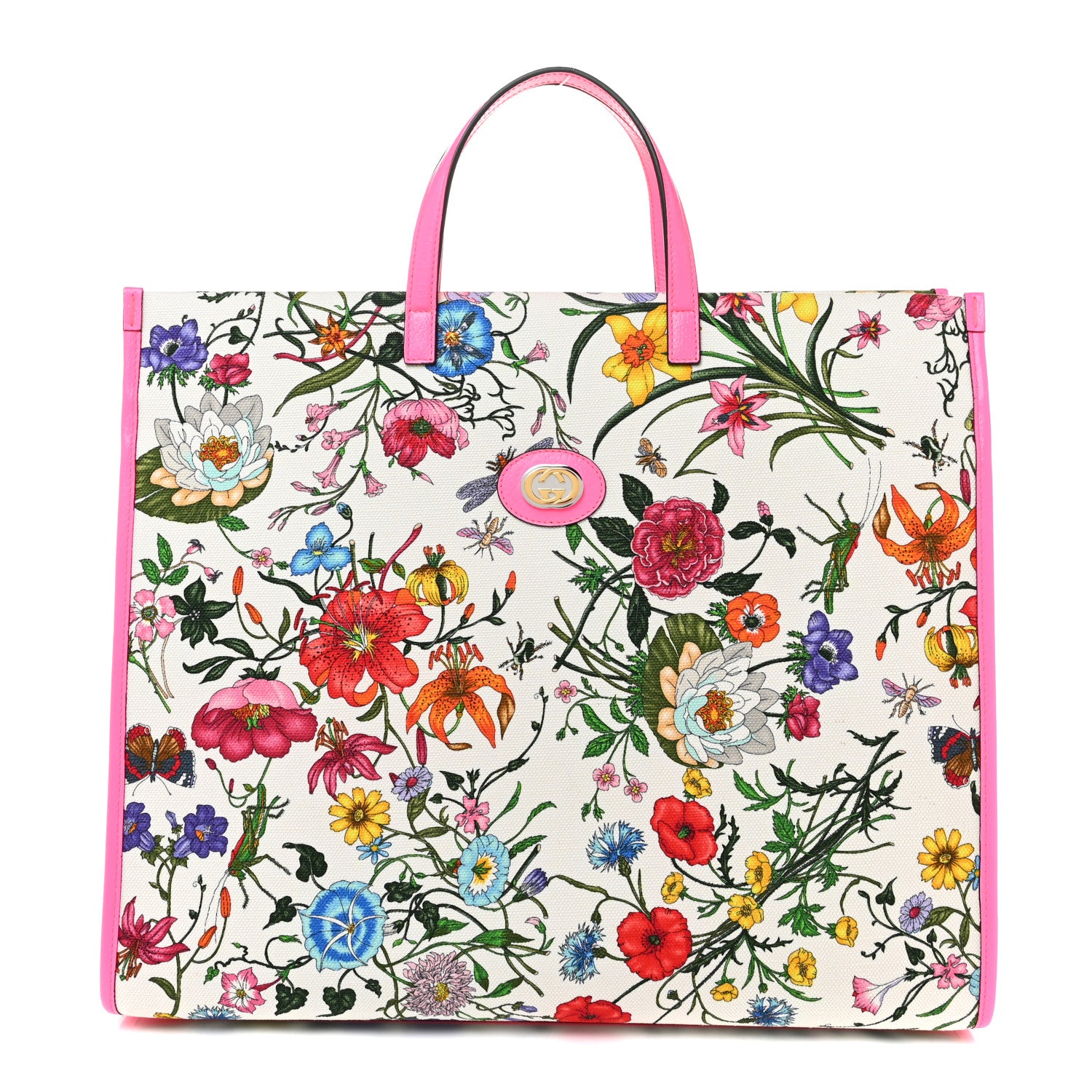 Gucci Canvas Large Flora Tote Pink Multicolor Fuchsia 1 of 10