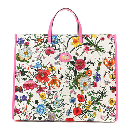 Gucci Canvas Large Flora Tote Pink Multicolor Fuchsia 1 of 10