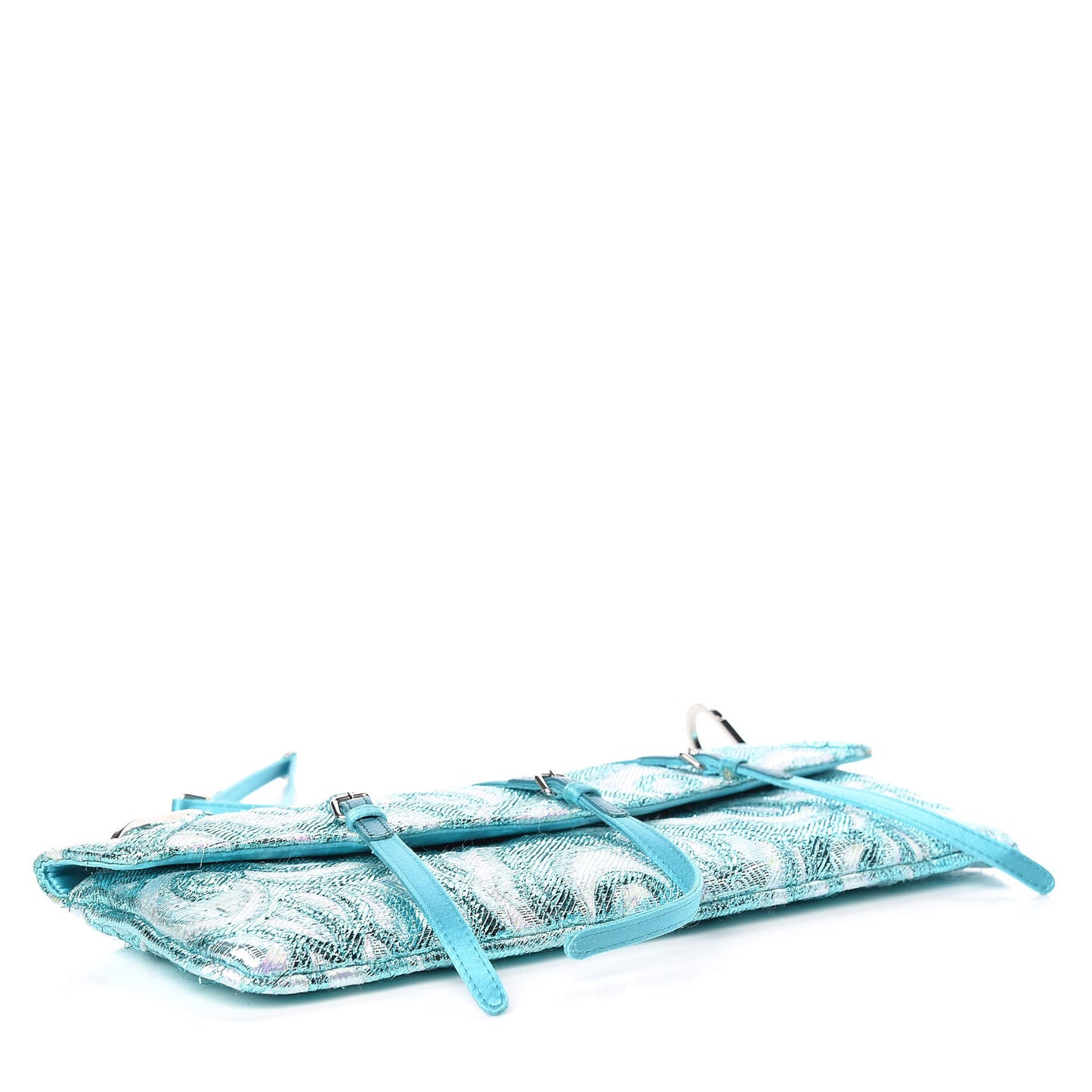 Tessuto Lurex Flap Clutch Turchese