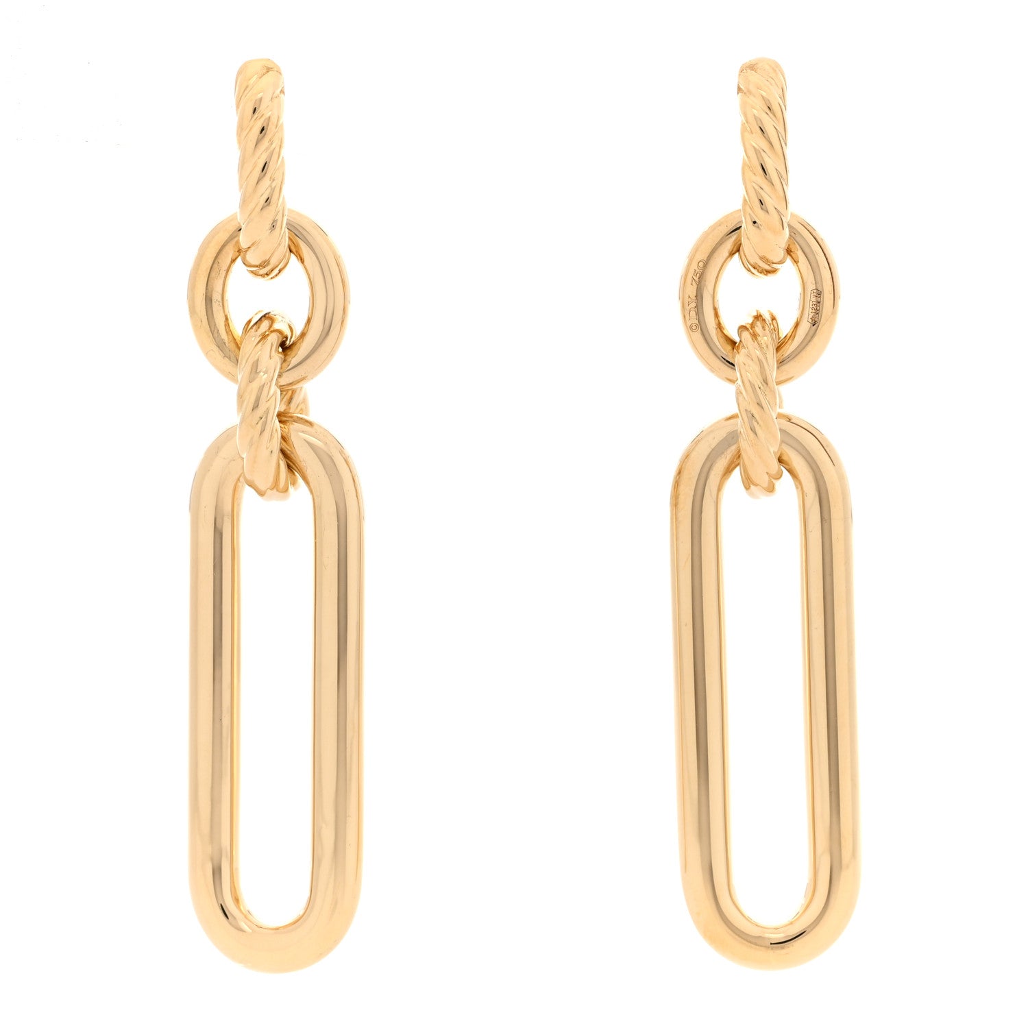 David Yurman 18K Yellow Gold Lexington Double Link Drop Earrings 1 of 6