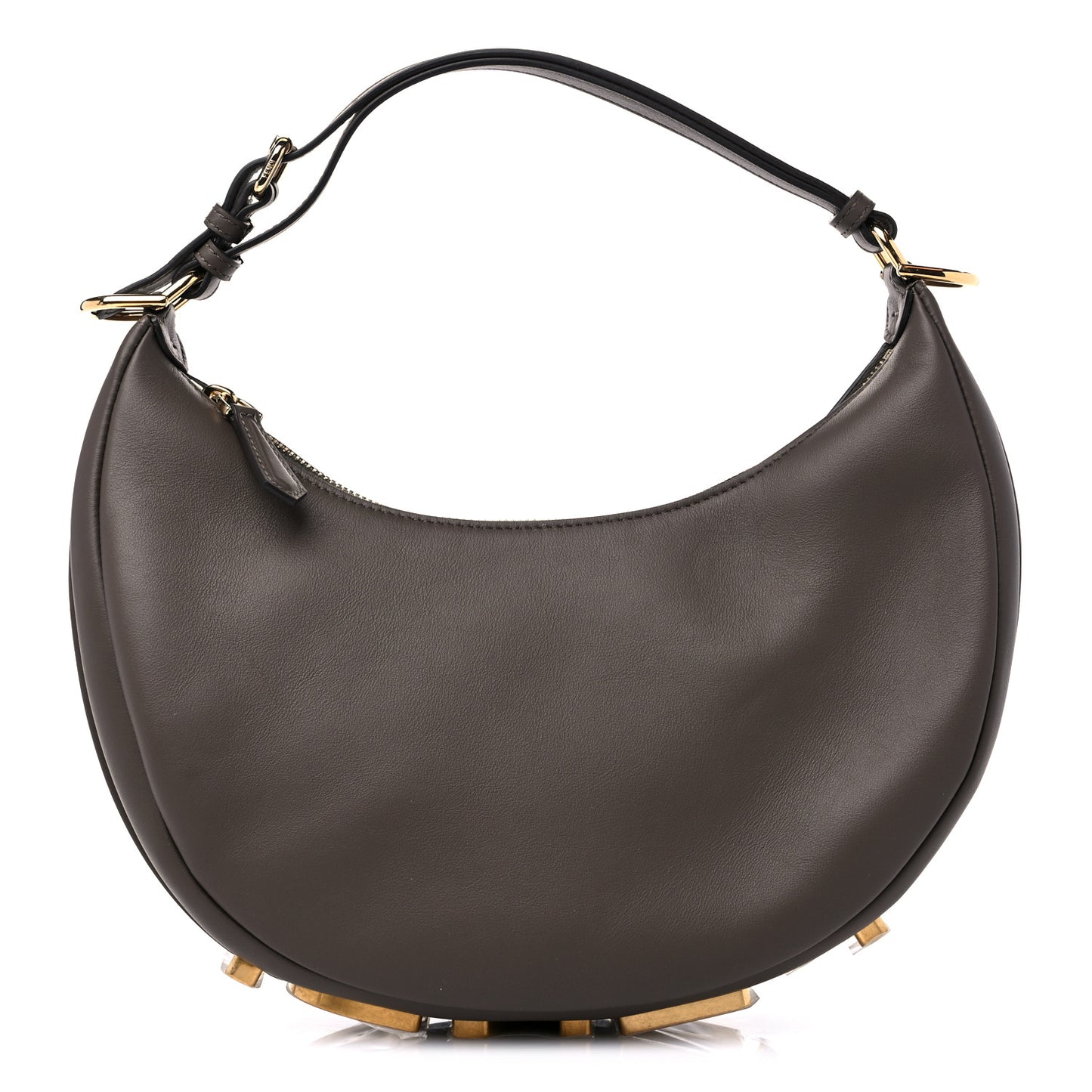 Vitello Grace Matte Small Fendigraphy Hobo Bag Dark Coffee