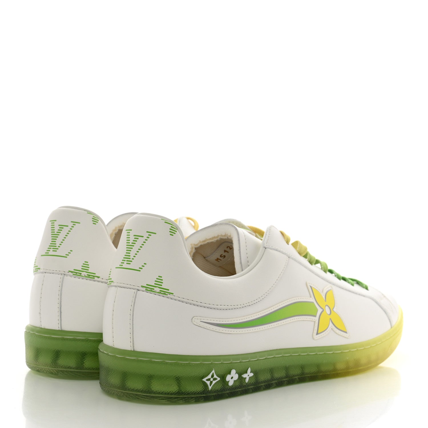 Louis Vuitton Calfskin Mens Luxembourg Samothrace Sneakers 7.5 White Yellow Green 4 of 8