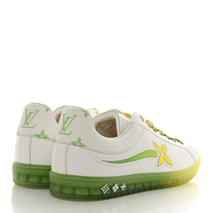 Louis Vuitton Calfskin Mens Luxembourg Samothrace Sneakers 7.5 White Yellow Green 4 of 8