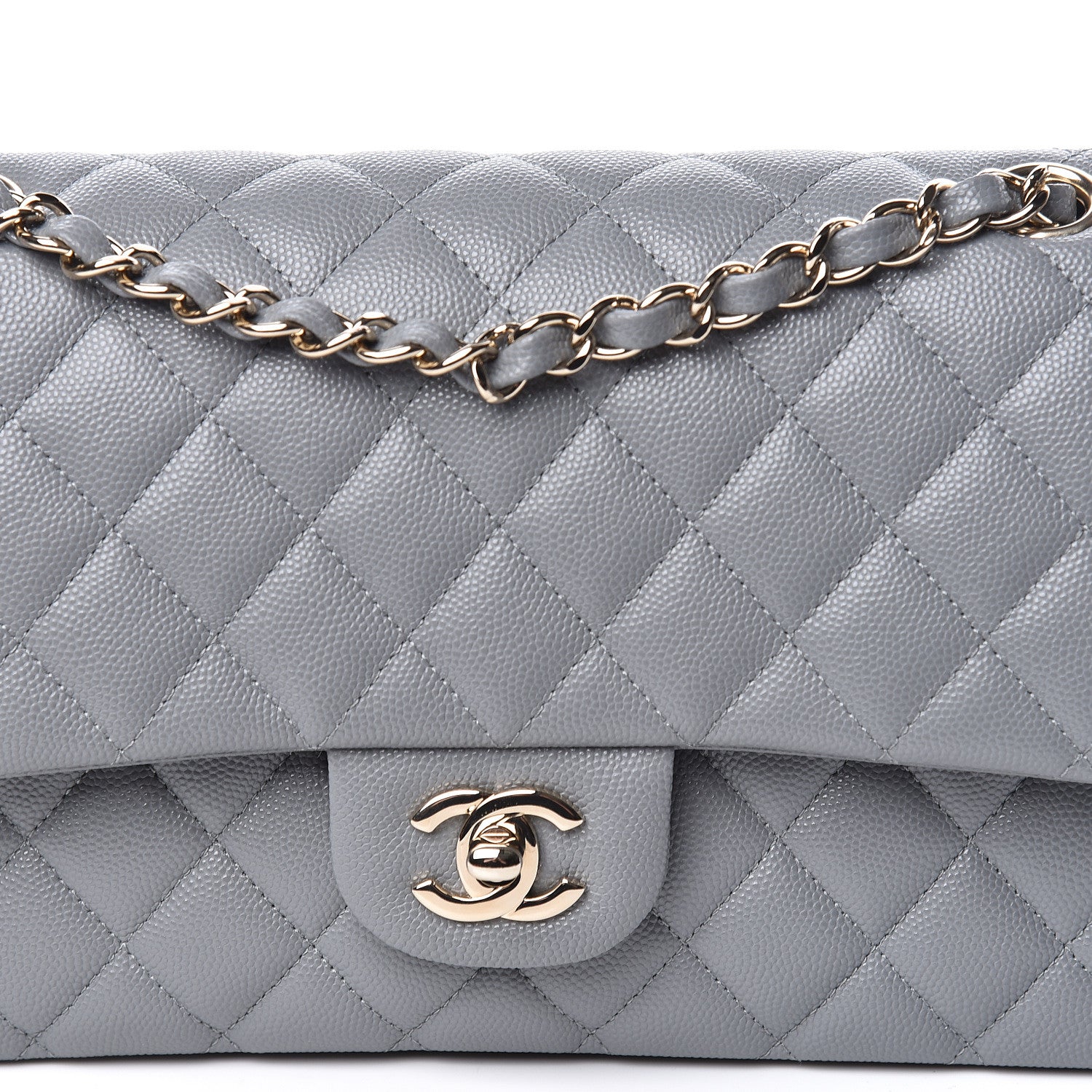 Chanel Caviar Quilted Medium Double Flap Grey 10 of 10