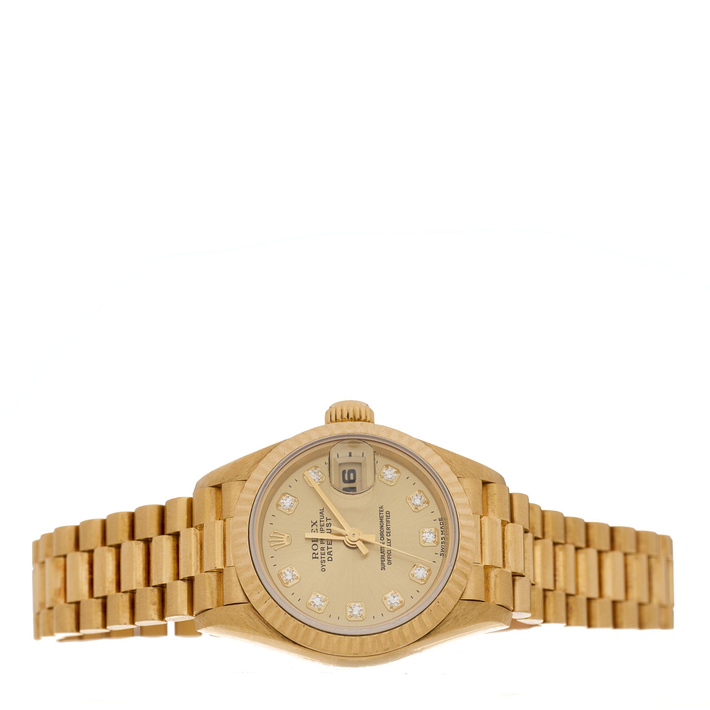 18K Yellow Gold Diamond 26mm Datejust President Watch Champagne 69178