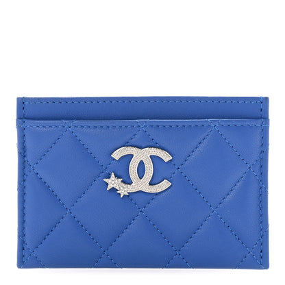 Chanel Lambskin Quilted Crystal Star Card Holder Blue 1 of 8