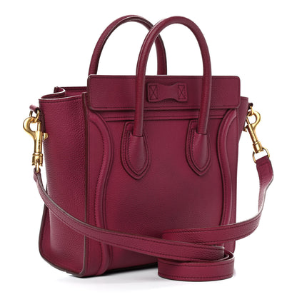 Celine Drummed Calfskin Nano Luggage Plum 3 of 9