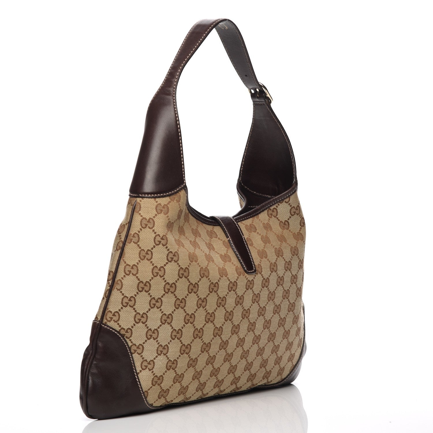Gucci Monogram Web Jackie O Bouvier Hobo Dark Brown 3 of 7