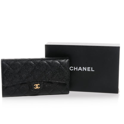 Chanel Caviar Quilted Long Flap Wallet Black 5 of 9
