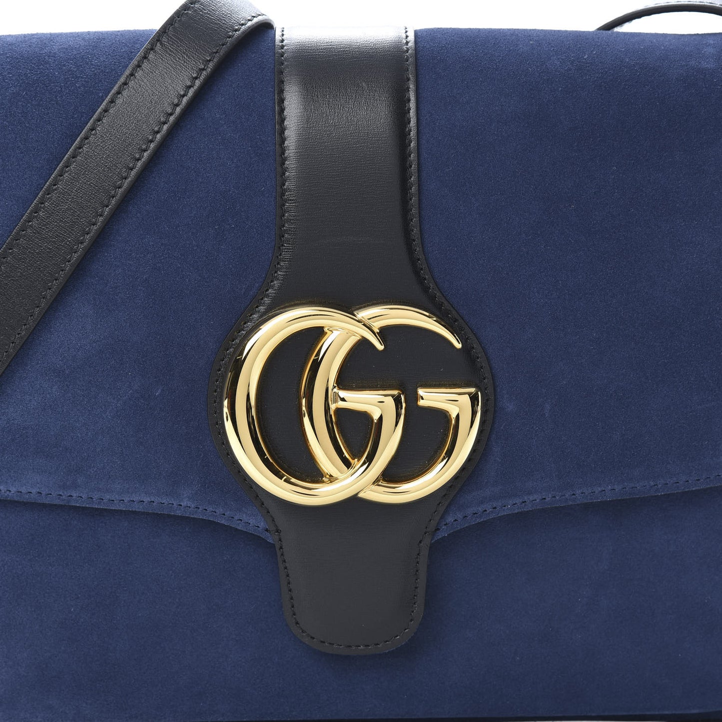 Suede Medium Arli Flap Shoulder Bag Blue Ink Black