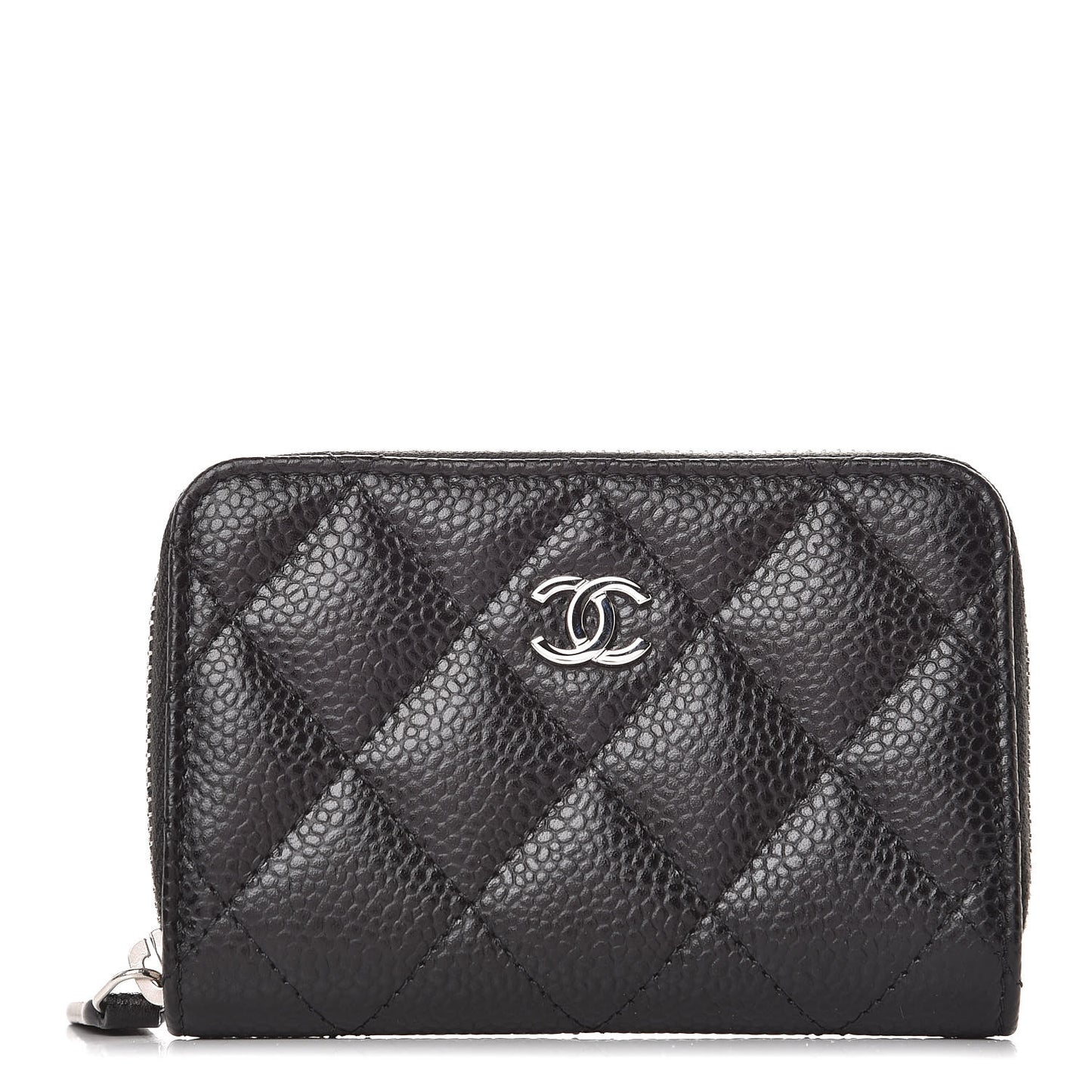 Caviar Quilted Zip Coin Purse Black