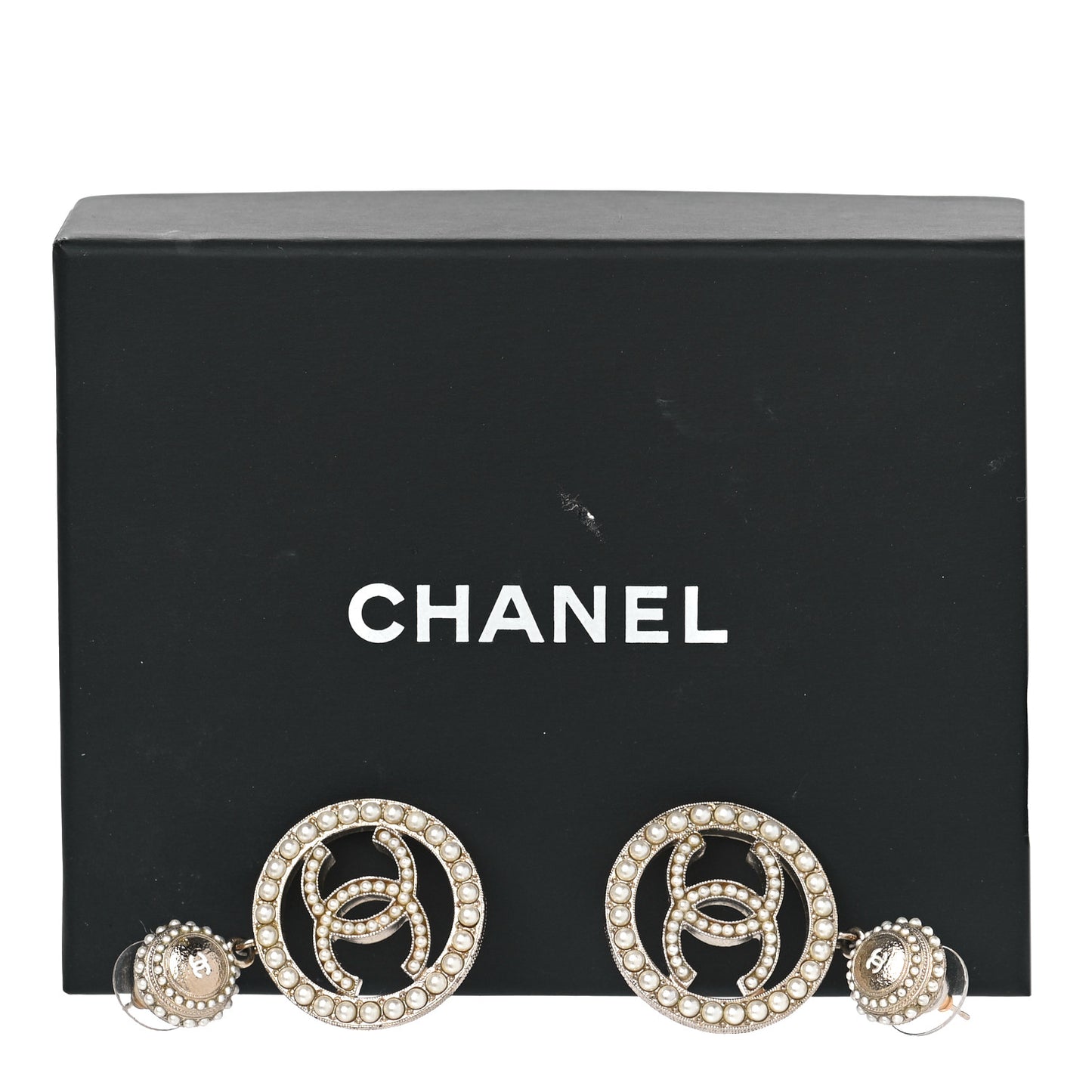 Pearl CC Drop Earrings Light Gold