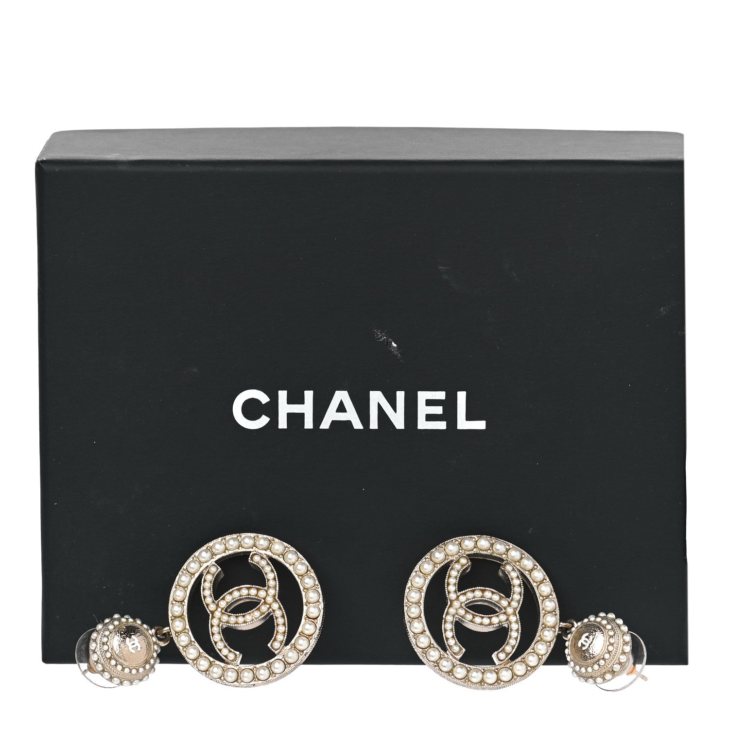 Chanel Pearl CC Drop Earrings Light Gold 5 of 5