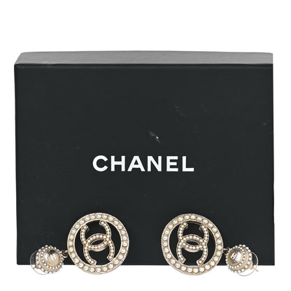 Chanel Pearl CC Drop Earrings Light Gold 5 of 5
