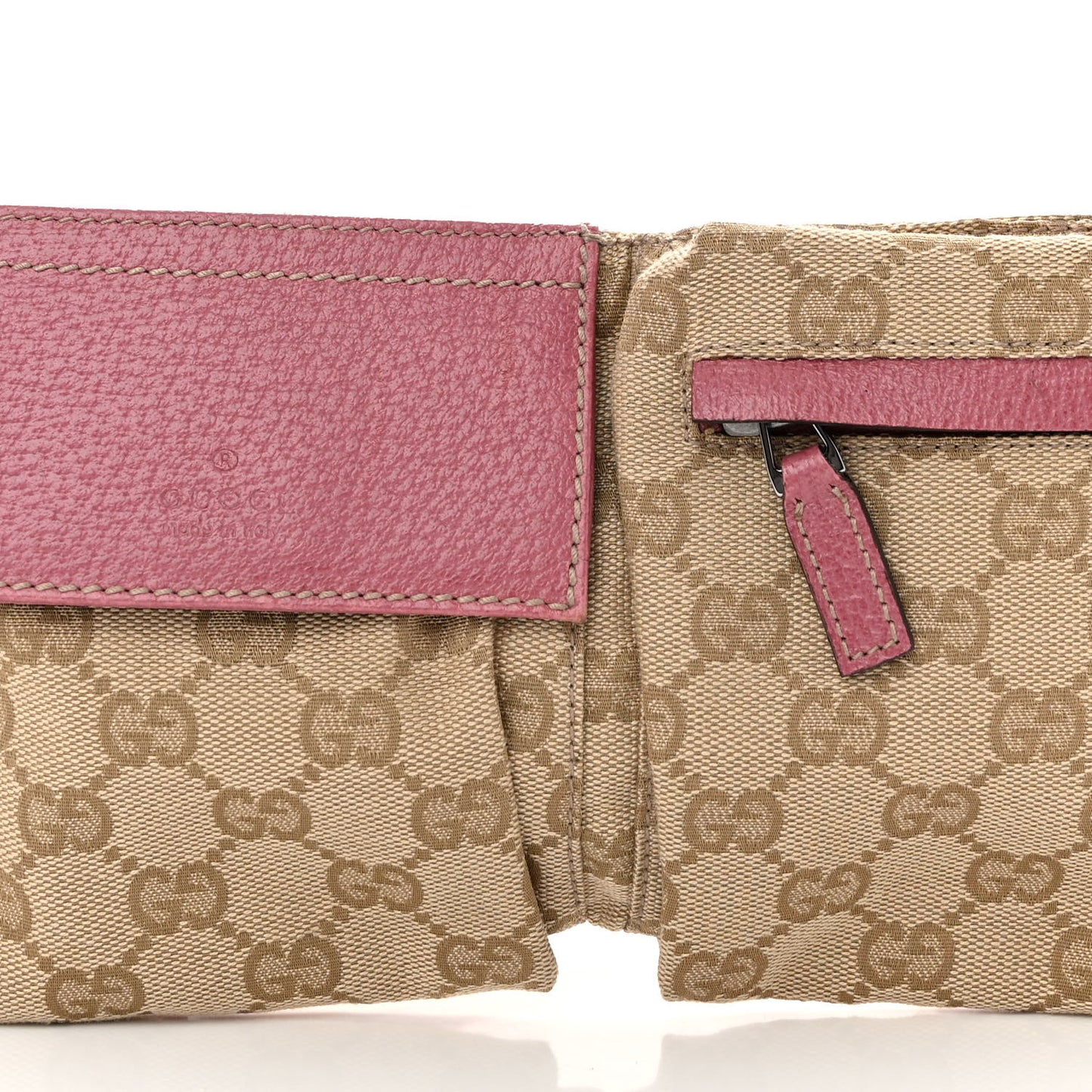 GG Monogram Web Double Pocket Belt Bag Pink