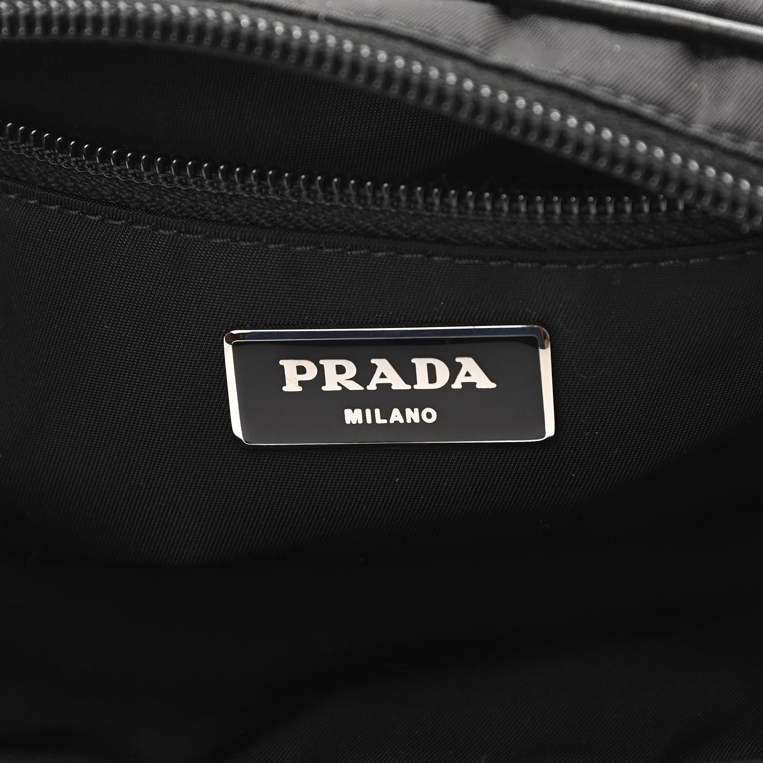 Prada Tessuto Nylon Studded Belt Bag Black White 6 of 10