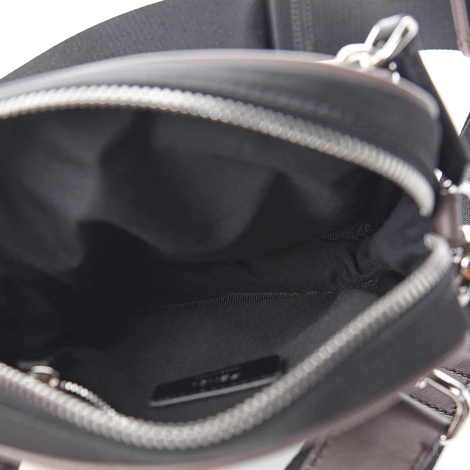 Fendi Nylon Fabric Jacquard Chamois FF 1974 Medium Crossbody Messenger Black Nuvola 5 of 9