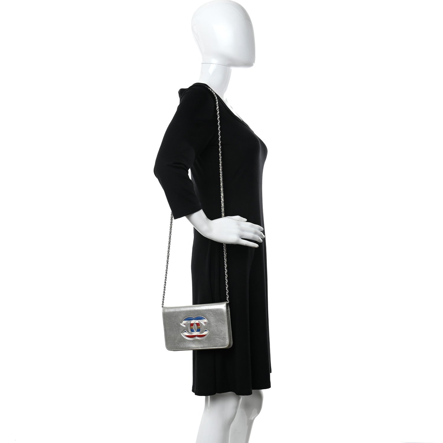 Chanel Metallic Lambskin Wallet on Chain WOC Silver 2 of 14