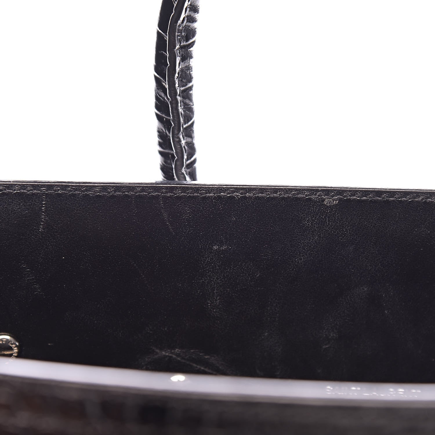 Saint Laurent Calfskin Crocodile Embossed Small Sac de Jour Black 8 of 15