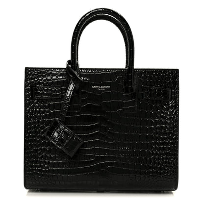 Saint Laurent Calfskin Crocodile Embossed Nano Sac De Jour Black 1 of 11