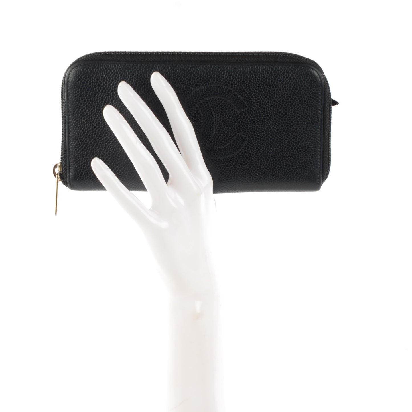 Caviar Large Timeless CC Zip Around Wallet Black