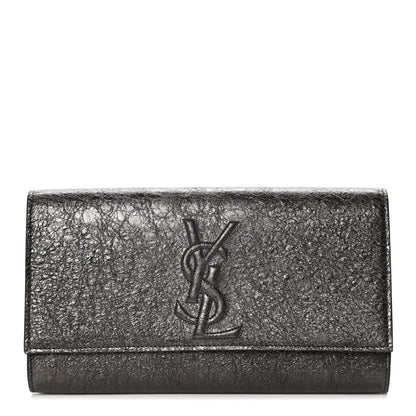 Saint Laurent Metallic Textured Calfskin Large Belle De Jour Clutch Dark Silver 1 of 12