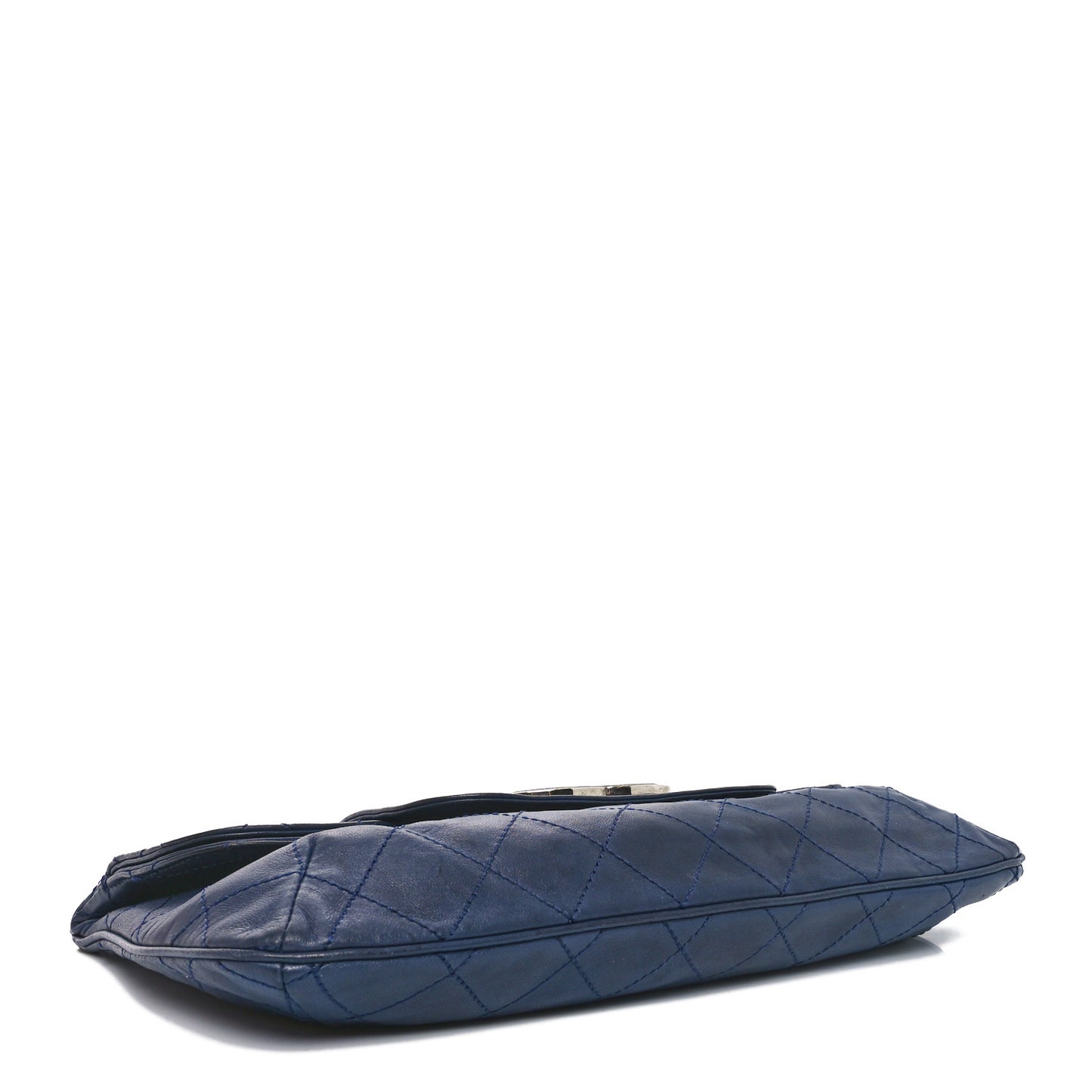 Lambskin Diamond Stitch Convertible Clutch Navy