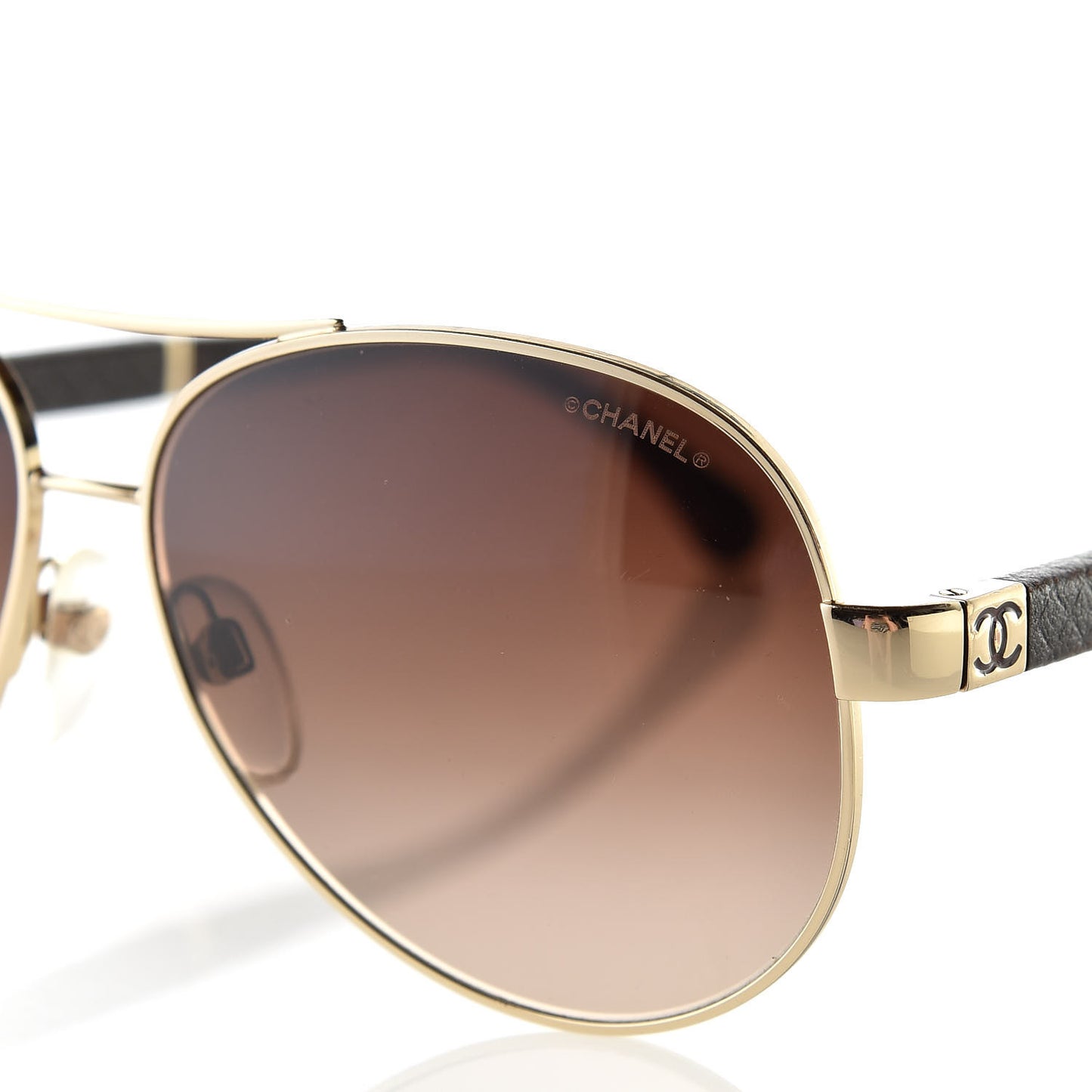 Lambskin Quilted CC Aviator Sunglasses 4195-Q Brown
