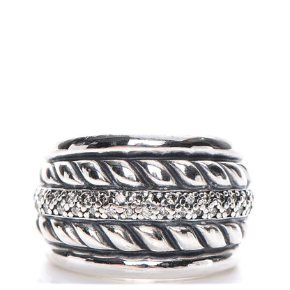 David Yurman Sterling Silver Diamond Cable Ring 50 5.5 1 of 4