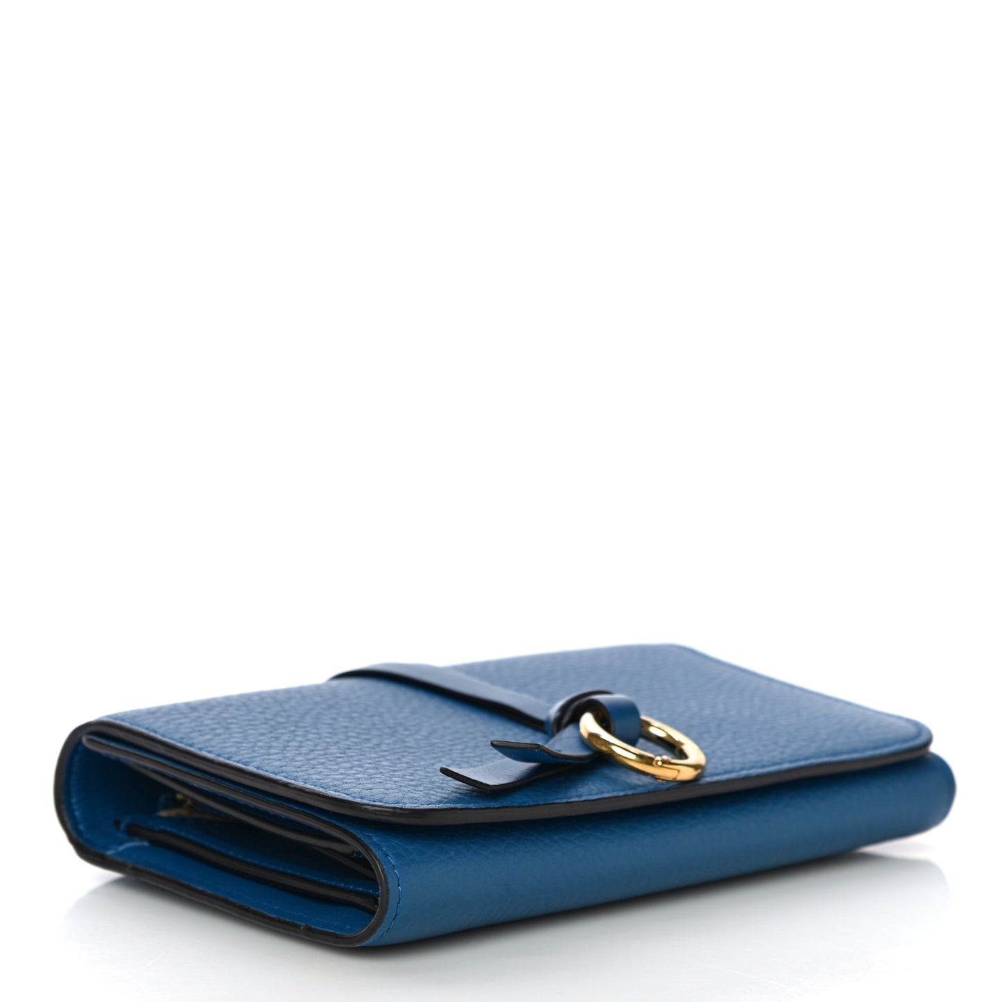 Calfskin Alphabet Compact Wallet Smoky Blue