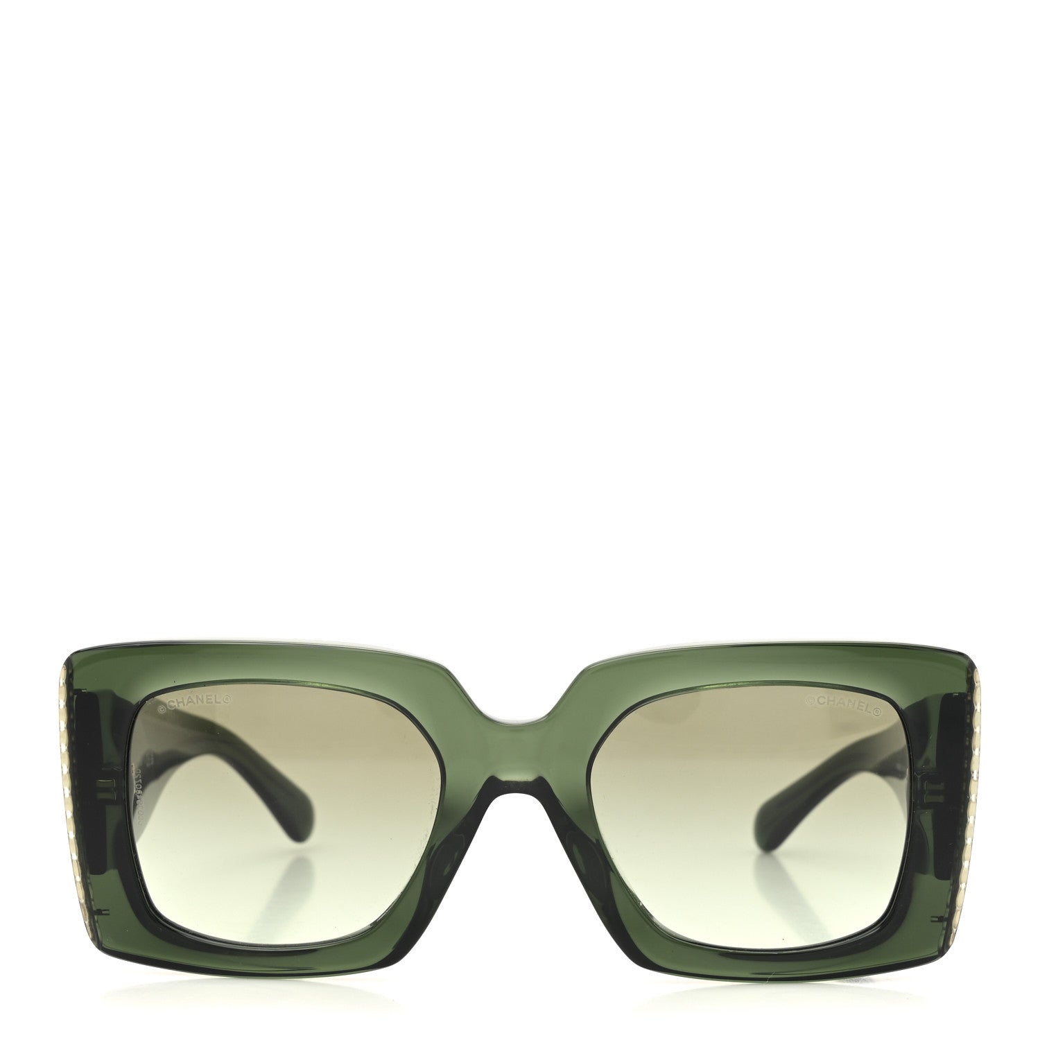 Chanel Acetate Pearl Rectangle Sunglasses 5480-H-A Dark Green 2 of 8