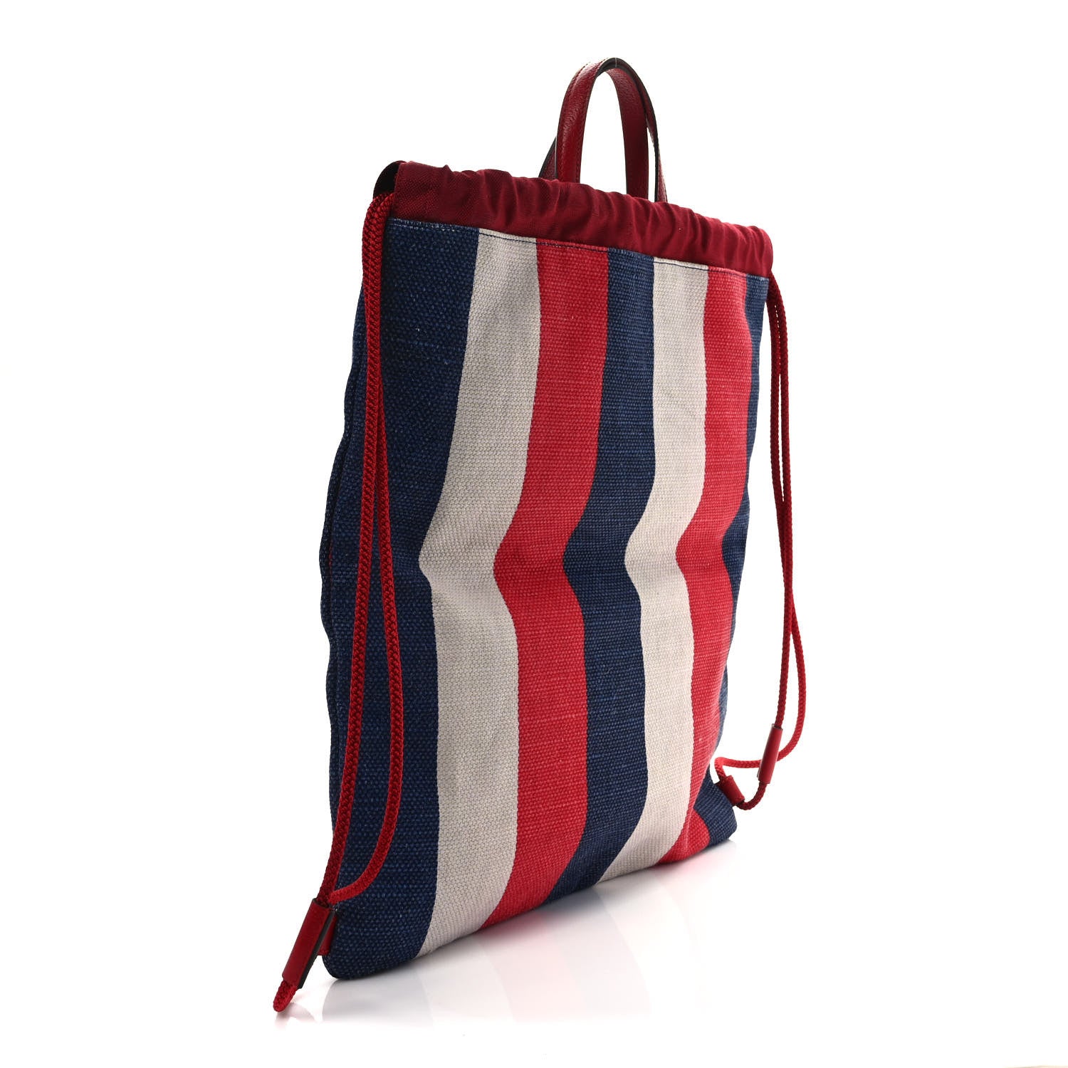 Gucci Canvas Logo Sylvie Stripe Drawstring Backpack Red 3 of 12