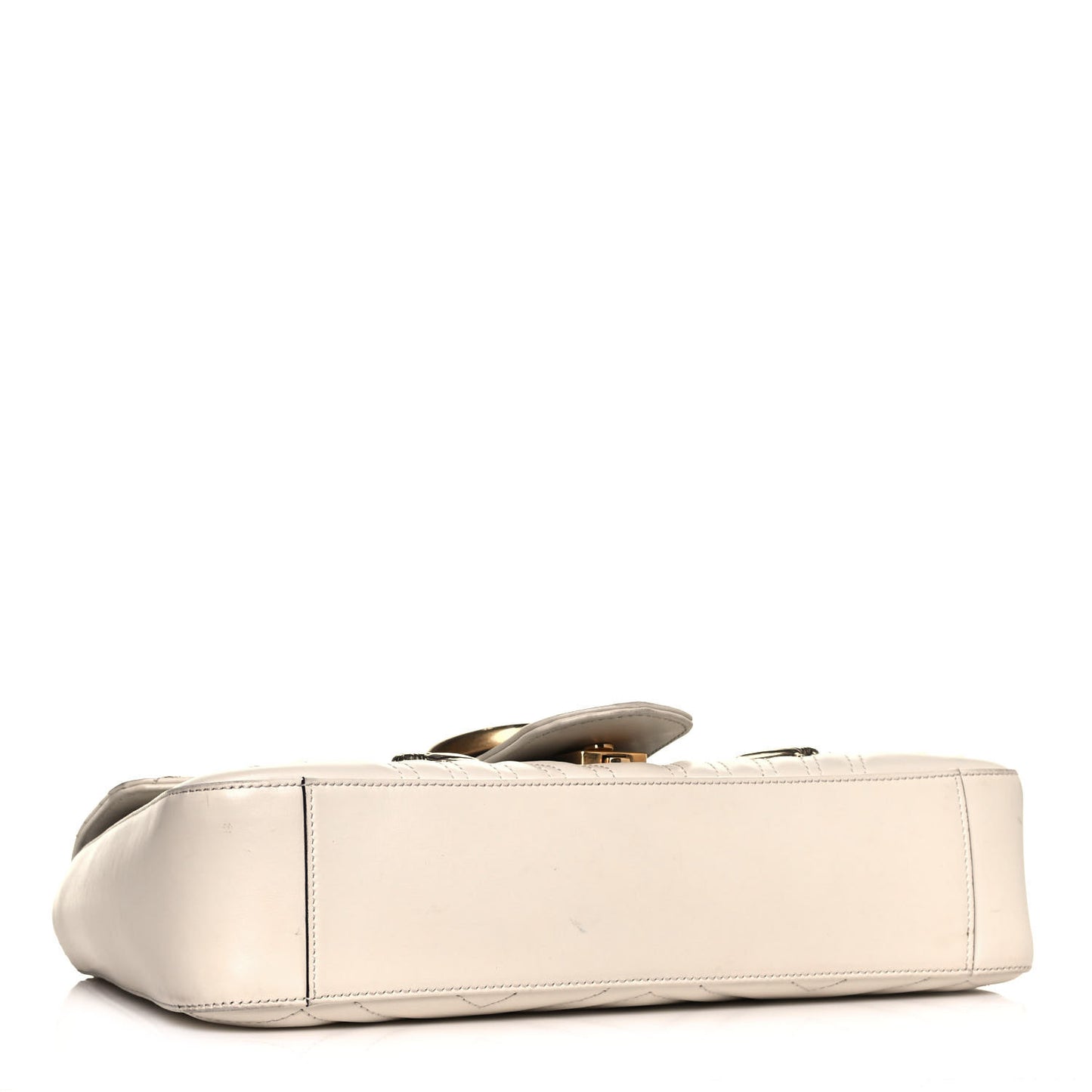 Calfskin Matelasse Animal Studs Medium GG Marmont Shoulder Bag Mystic White