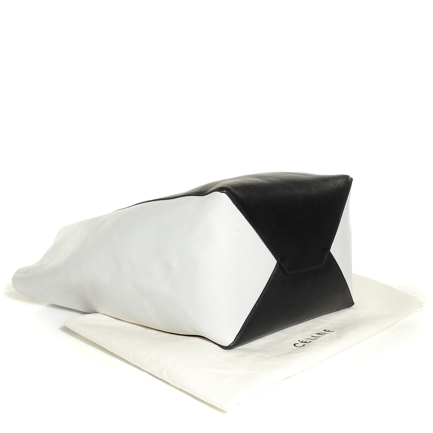 Celine Smooth Calfskin Medium Horizontal Cabas Phantom White Black 4 of 8