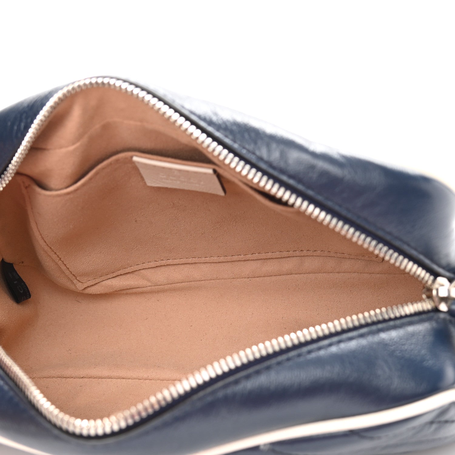 Gucci Vintage Effect Calfskin Matelasse Diagonal Small Torchon GG Marmont Chain Shoulder Bag Blue Agata Mystic White 5 of 11