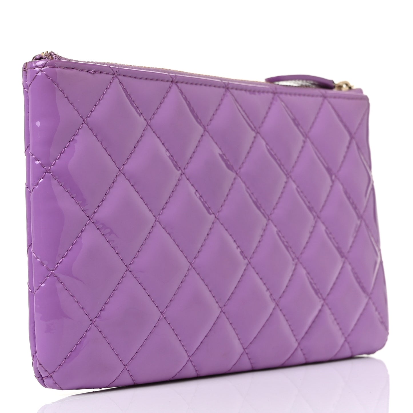 Patent Quilted Cosmetic Case Purple