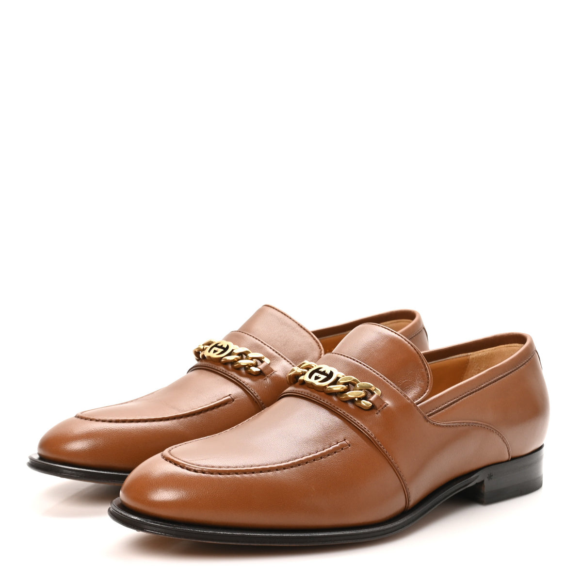 Gucci Supple Lambskin Mens Chain Interlocking G Loafers 9.5 Cuir 4 of 10