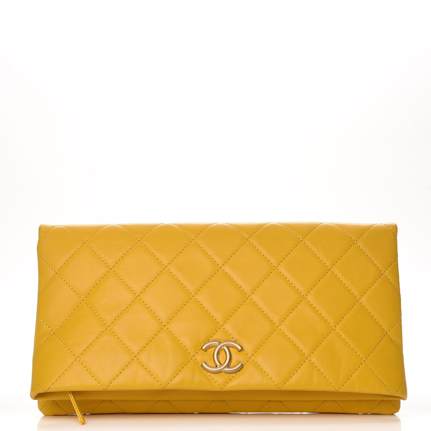 Calfskin Quilted Greek Clutch Yellow