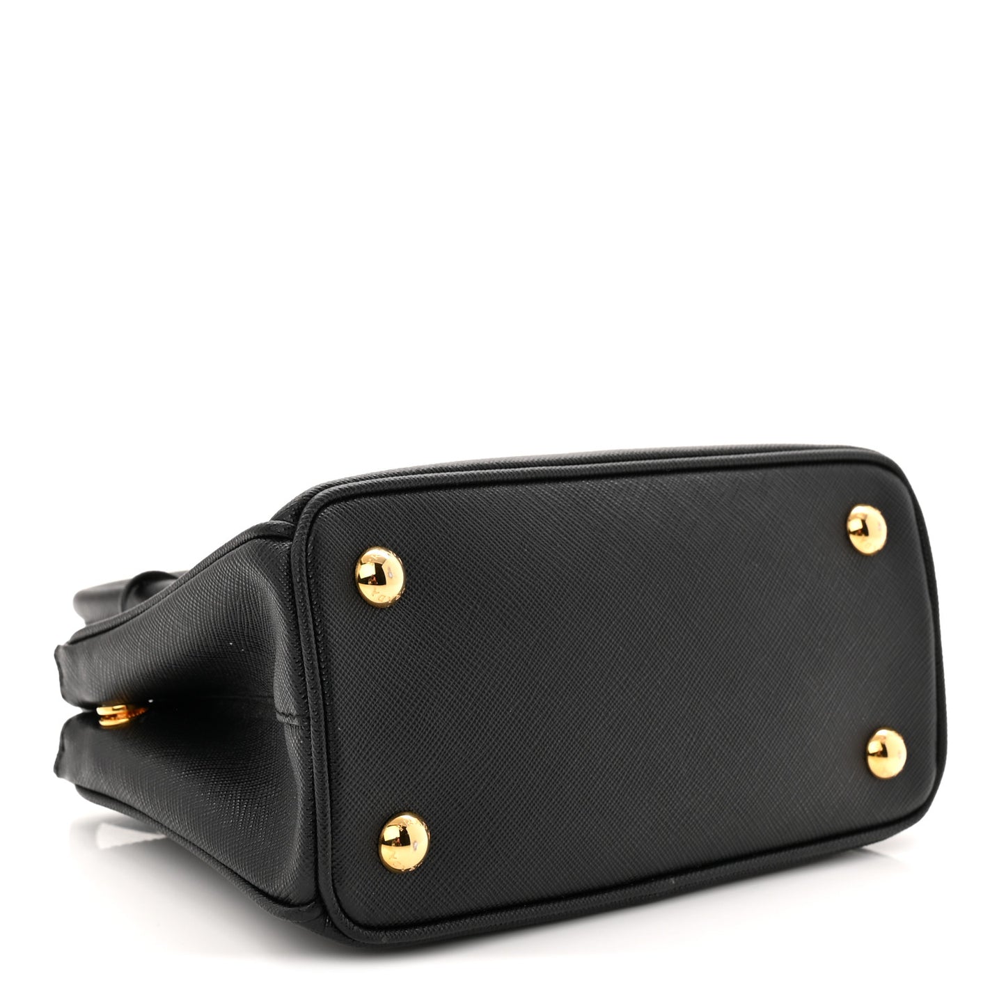 Saffiano Lux Mini Galleria Double Zip Tote Black
