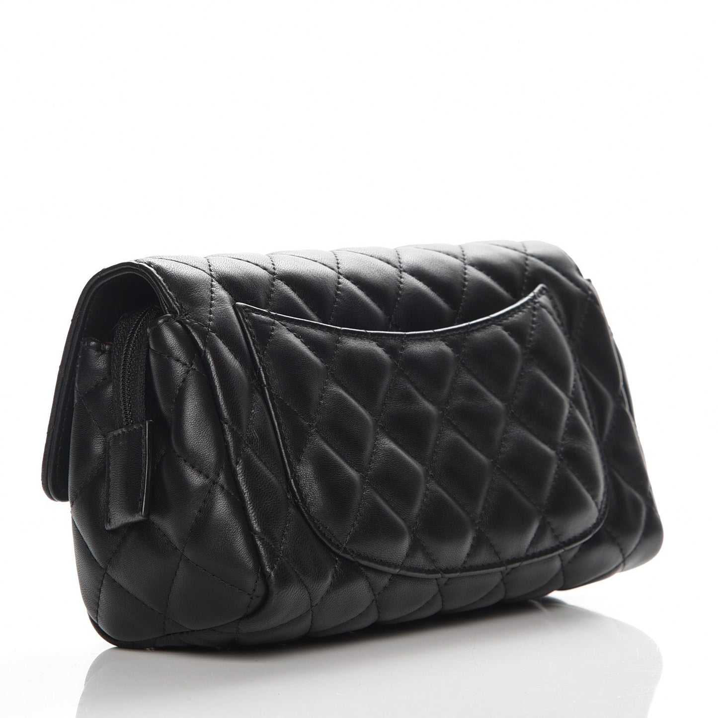 Lambskin Quilted Flap Cosmetic Case Black